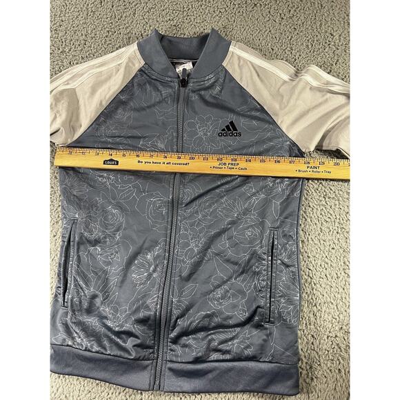 Adidas Floral Print Jacket Women Small Full Zip 3 Stripe - Picture 7 of 12